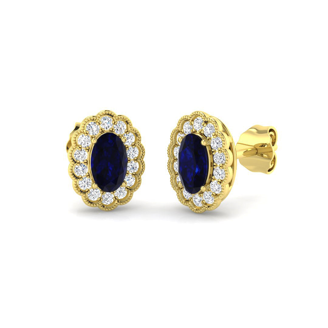 9ct Yellow Gold 1.17ct Blue Sapphire Earrings