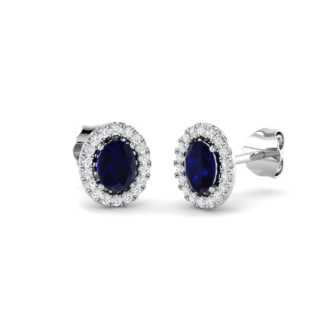 9ct White Gold 0.89ct Blue Sapphire Earrings