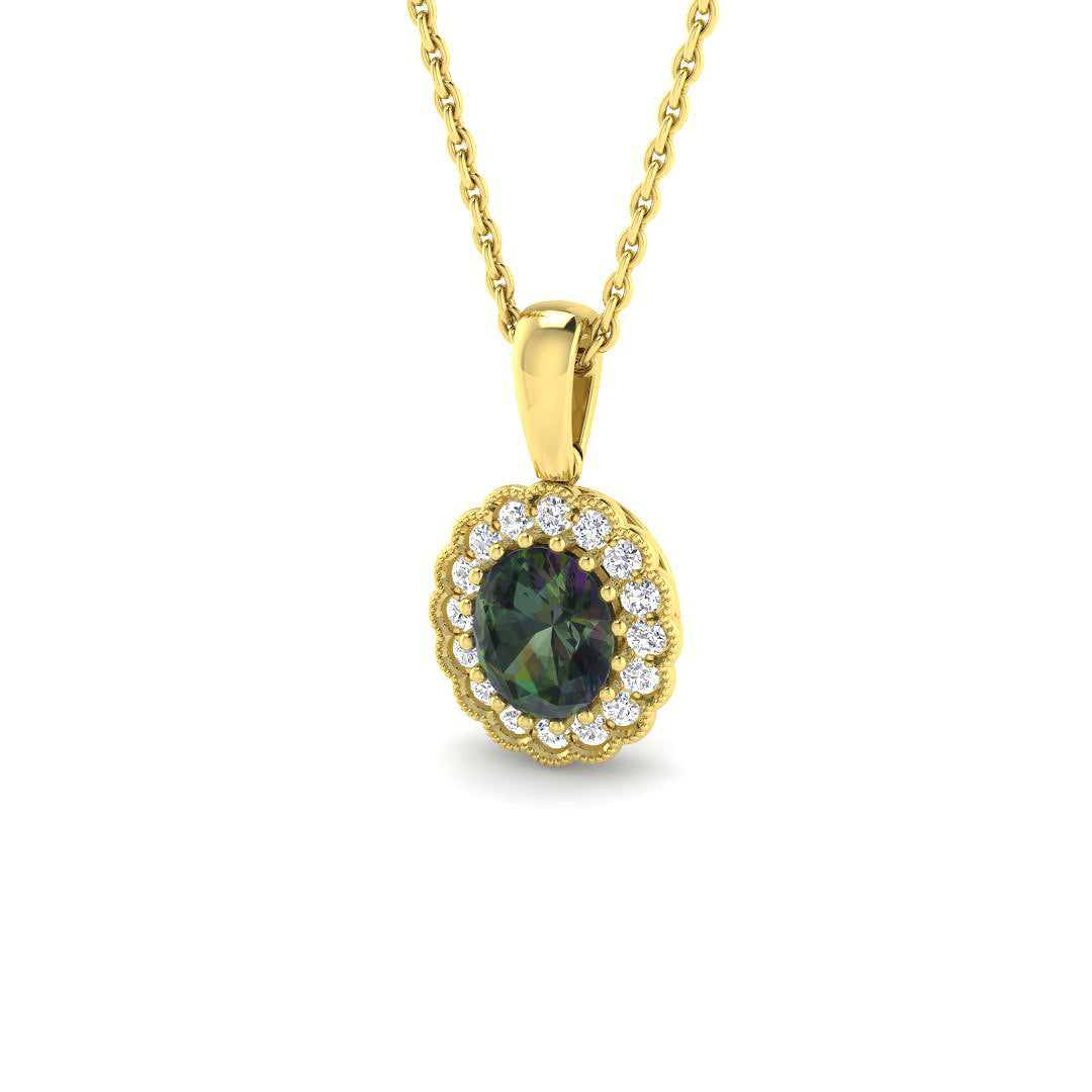 9ct Yellow Gold 0.91ct Teal Sapphire Pendant
