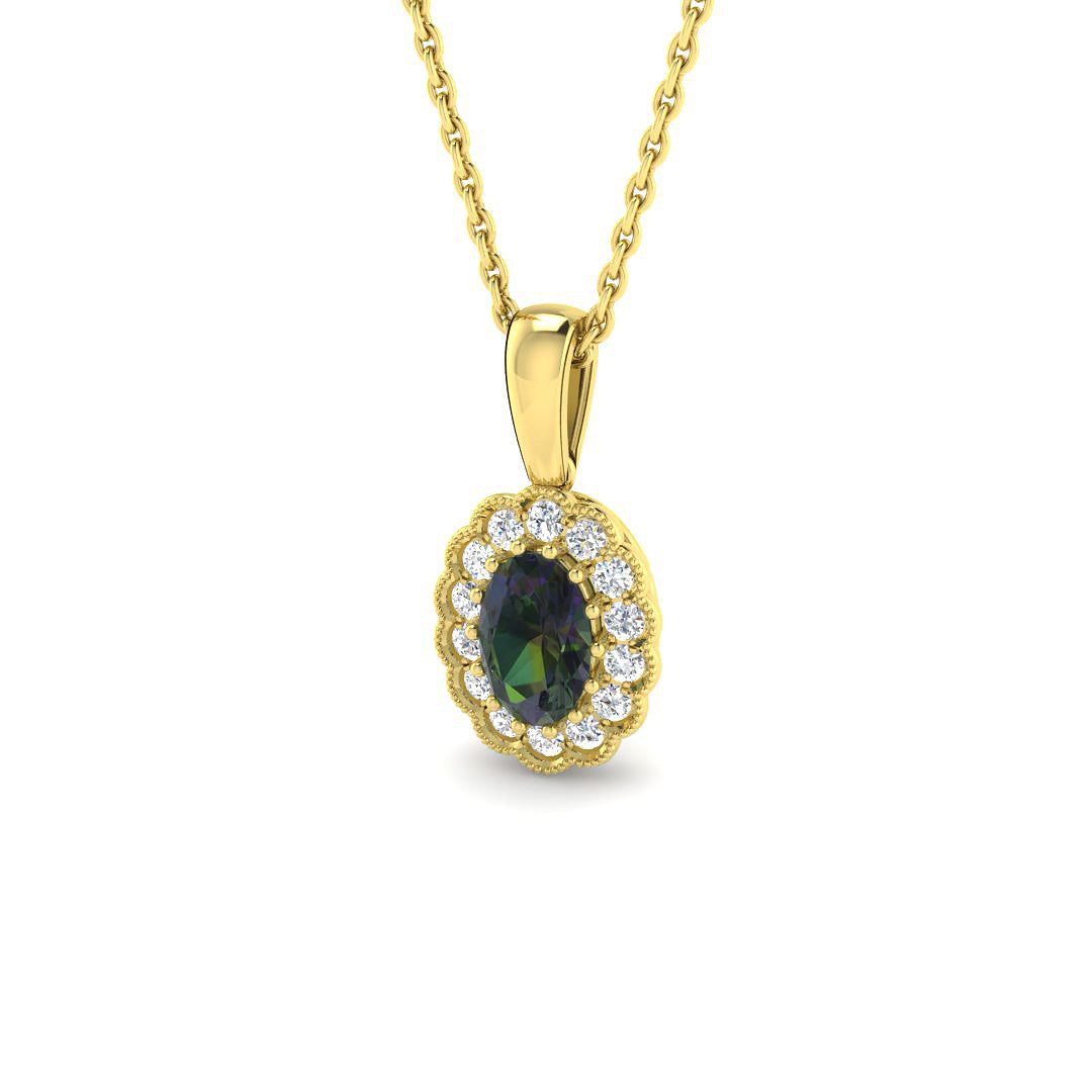 9ct Yellow Gold 0.73ct Teal Sapphire Pendant