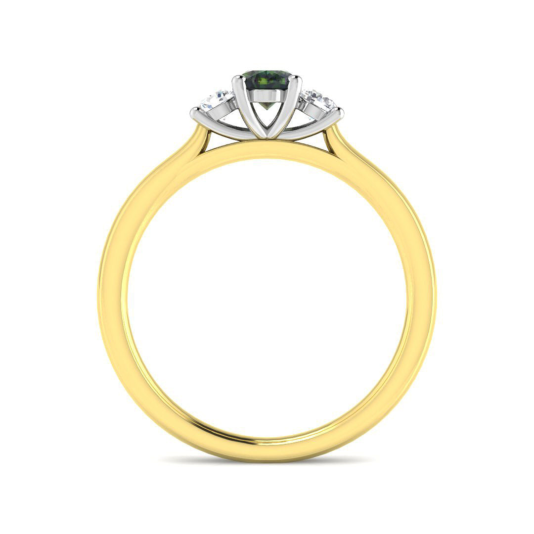 18ct Two-Tone Gold 0.86ct Teal Sapphire Ring