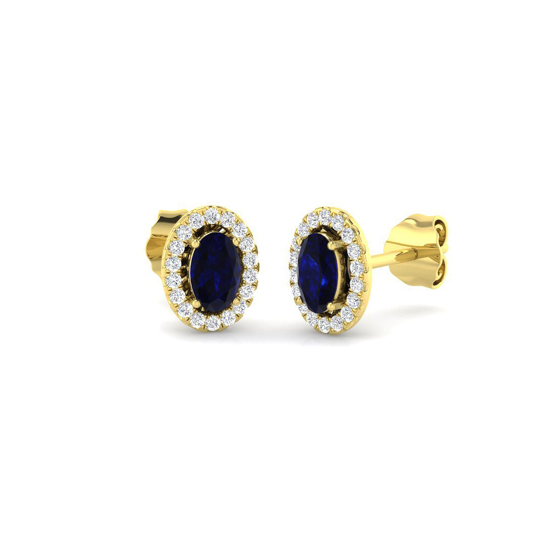 9ct Yellow Gold 0.82ct Blue Sapphire Earrings