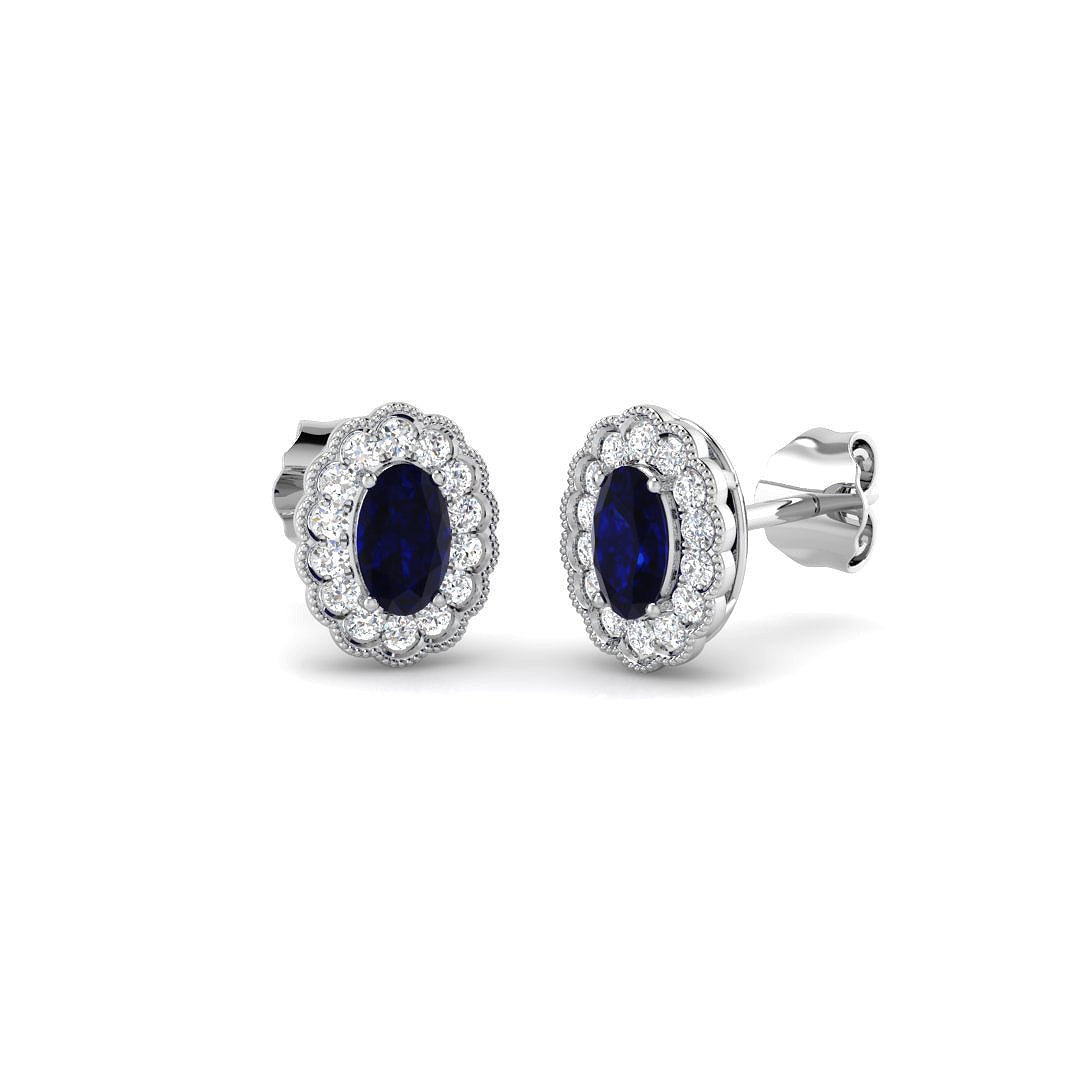 9ct White Gold 0.73ct Blue Sapphire Earrings