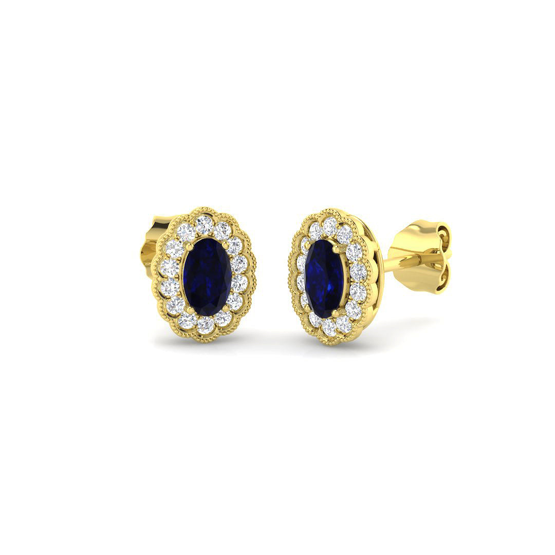 9ct Yellow Gold 0.73ct Blue Sapphire Earrings