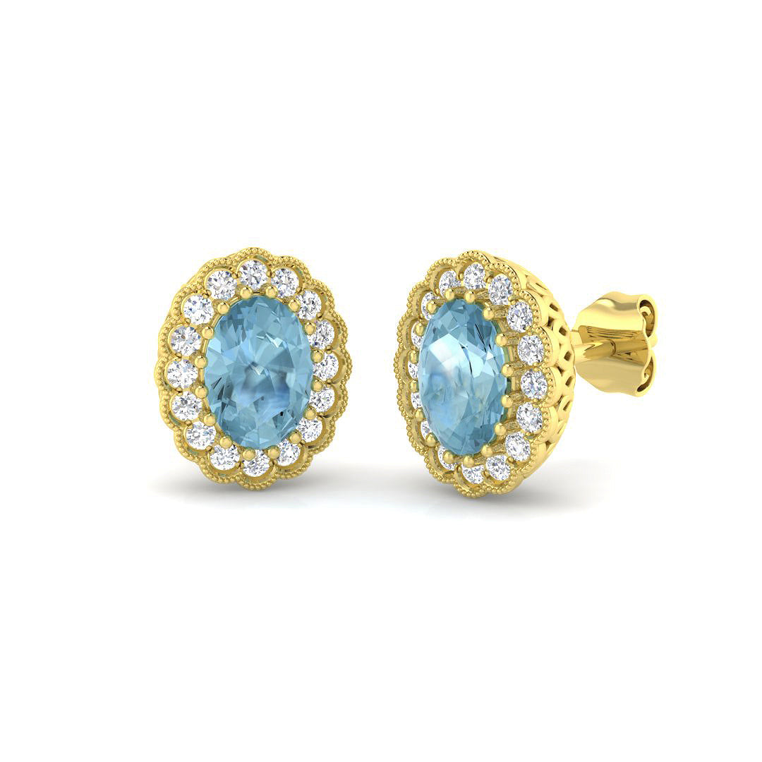9ct Yellow Gold 1.64ct Aquamarine Earrings