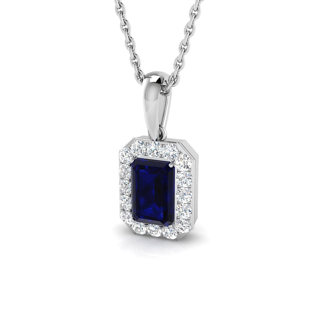 9ct White Gold 0.92ct Blue Sapphire Pendant