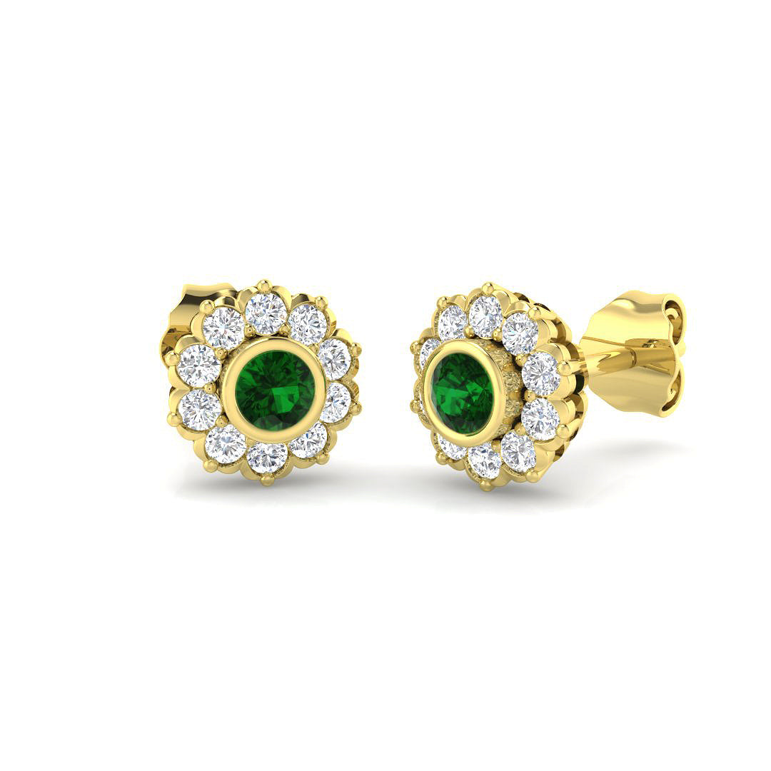 9ct Yellow Gold 0.51ct Emerald Earrings