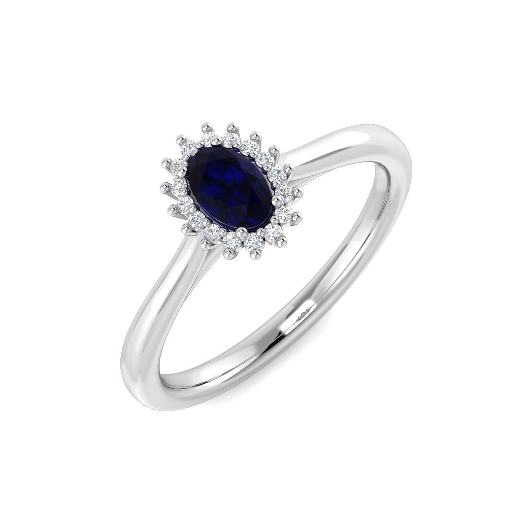 9ct White Gold 0.39ct Blue Sapphire Ring