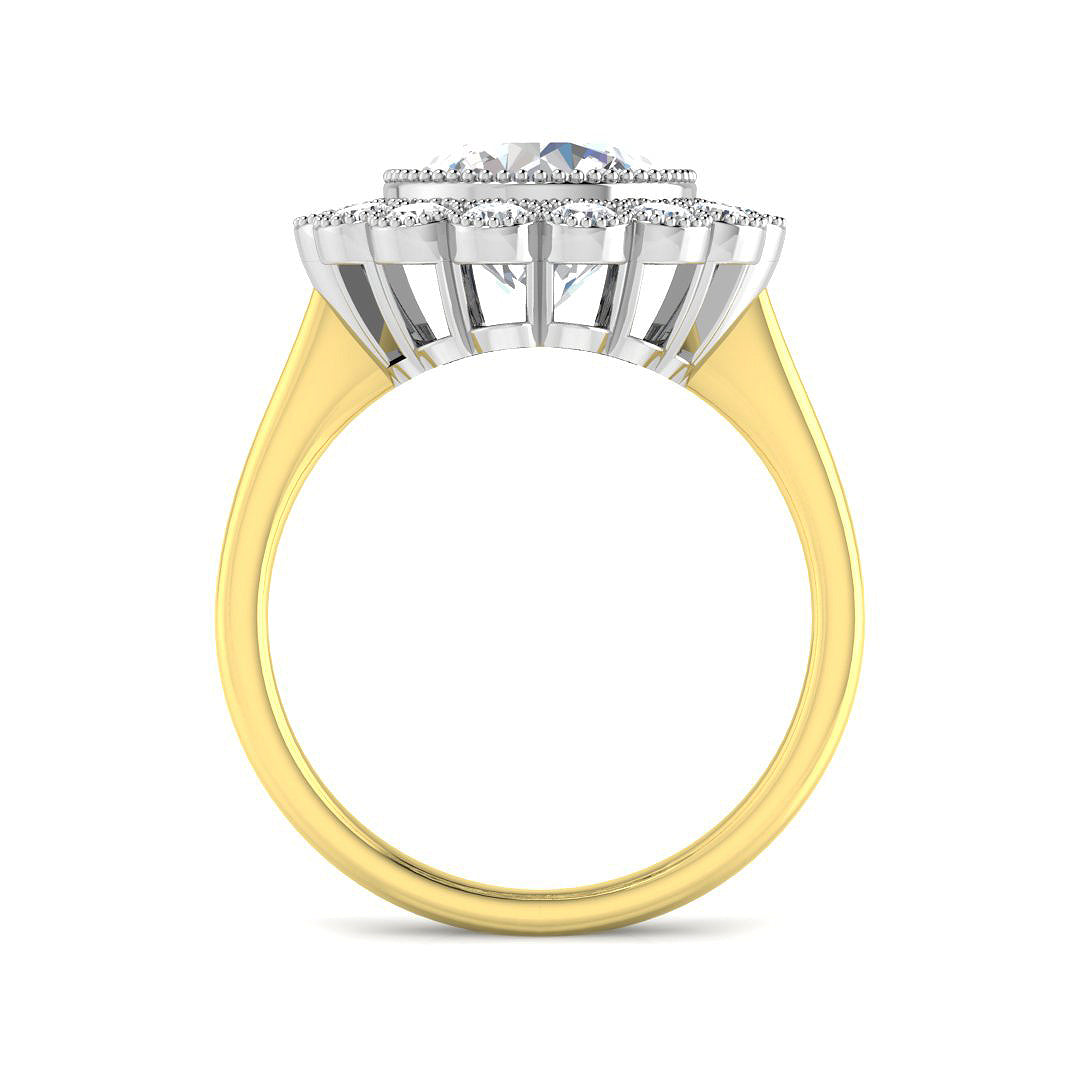9ct Two-Tone Gold 3.80ct F VVS2 Laboratory Grown Cvd Old Cut Ring