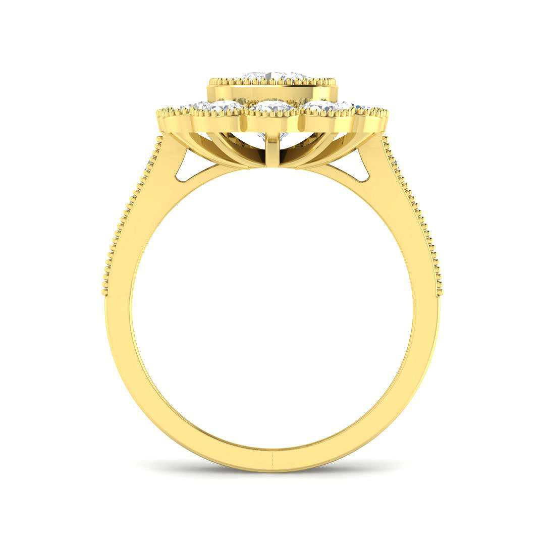 9ct Yellow Gold 3.38ct E VVS2 Laboratory Grown Cvd Old Cut Ring