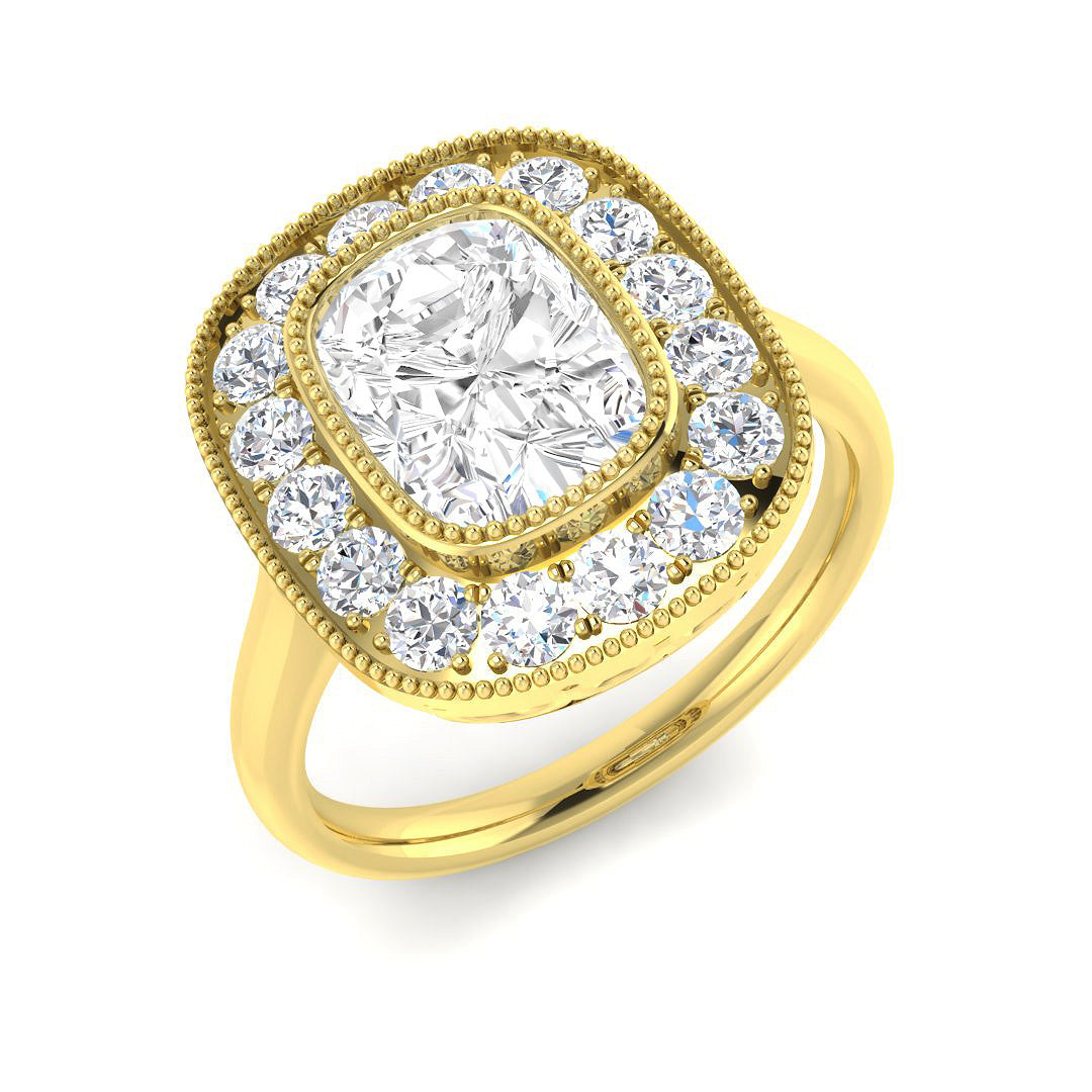 9ct Yellow Gold 2.67ct D VVS2 Laboratory Grown Cvd Old Cut Ring