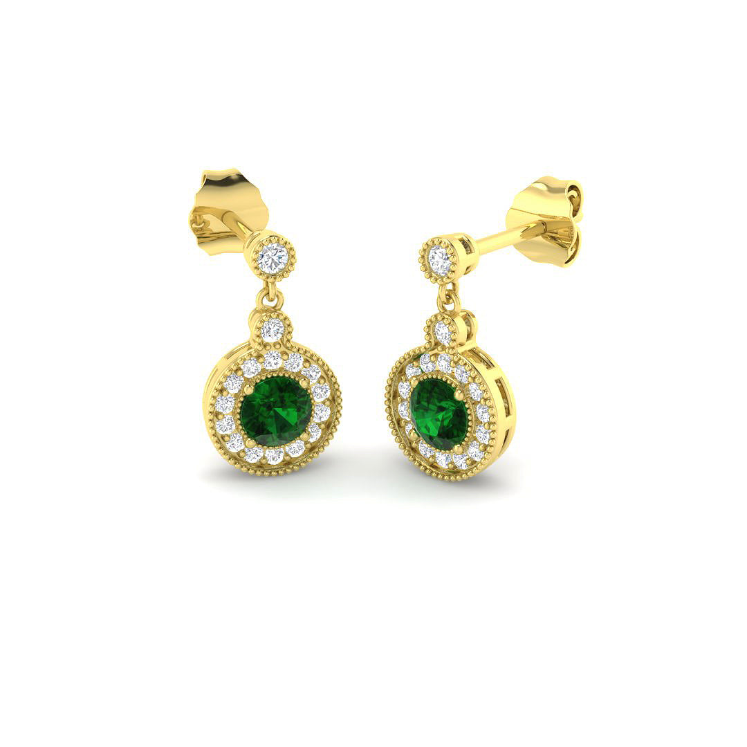9ct Yellow Gold 0.82ct Emerald Earrings