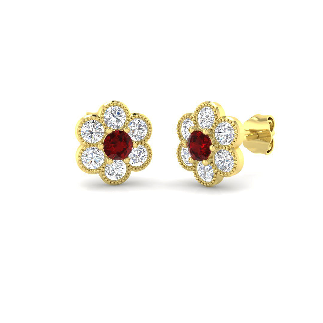 9ct Yellow Gold 1.54ct Ruby Earrings