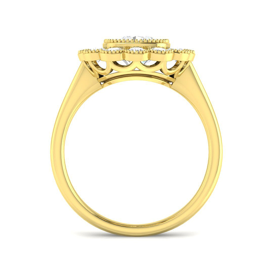 9ct Yellow Gold 2.95ct F VVS2 Laboratory Grown Cvd Old Cut Ring