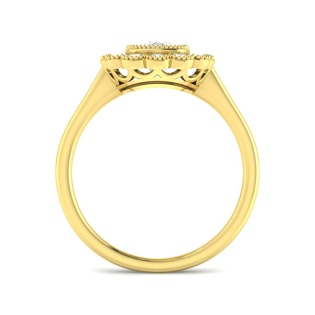 9ct Yellow Gold 1.54ct D VS2 Laboratory Grown Cvd Old Cut Ring