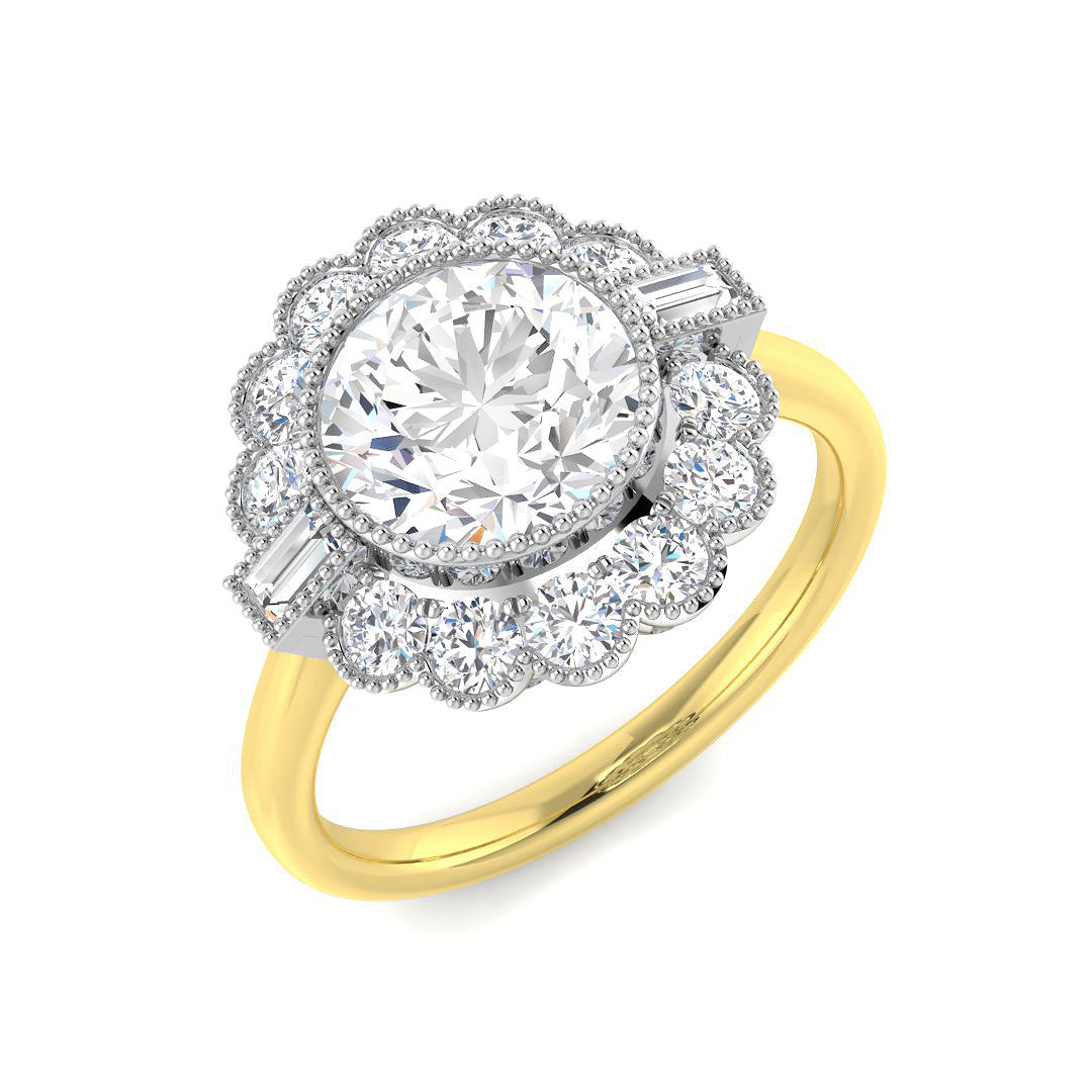 9ct Two-Tone Gold 2.77ct E VVS2 Laboratory Grown Cvd Old Cut Ring