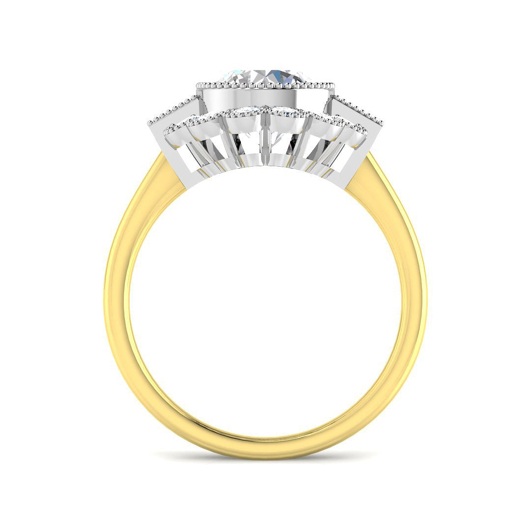 9ct Two-Tone Gold 2.77ct E VVS2 Laboratory Grown Cvd Old Cut Ring