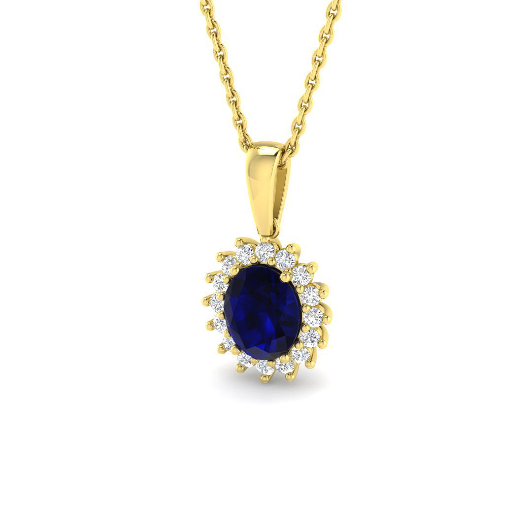 9ct Yellow Gold 1.26ct Blue Sapphire Pendant