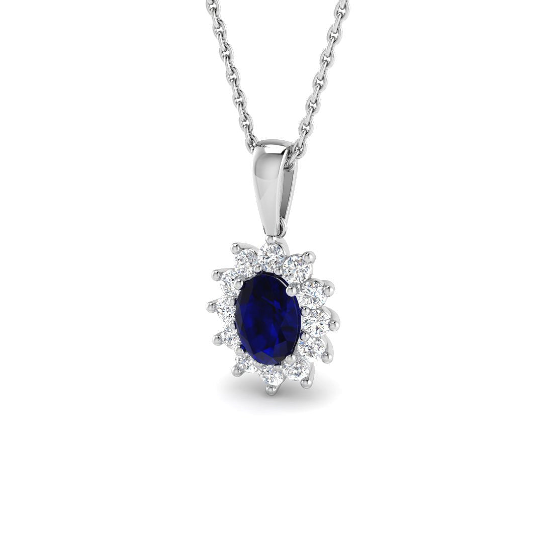 9ct White Gold 0.97ct Blue Sapphire Pendant
