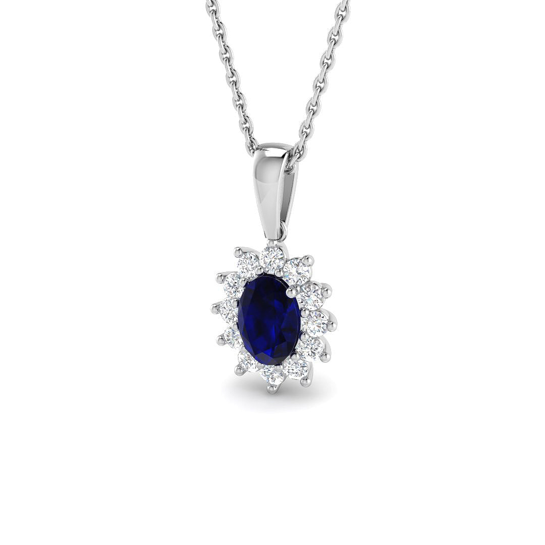 9ct White Gold 0.82ct Blue Sapphire Pendant