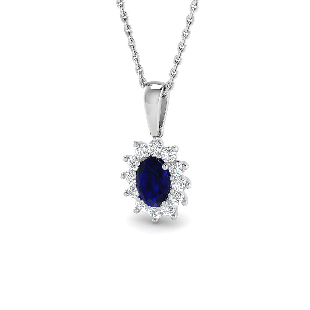 9ct White Gold 0.75ct Blue Sapphire Pendant
