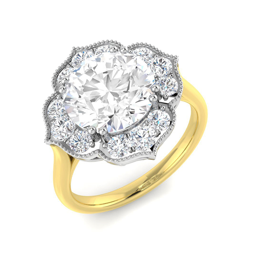 9ct Two-Tone Gold 3.54ct F VVS2 Laboratory Grown Cvd Old Cut Ring