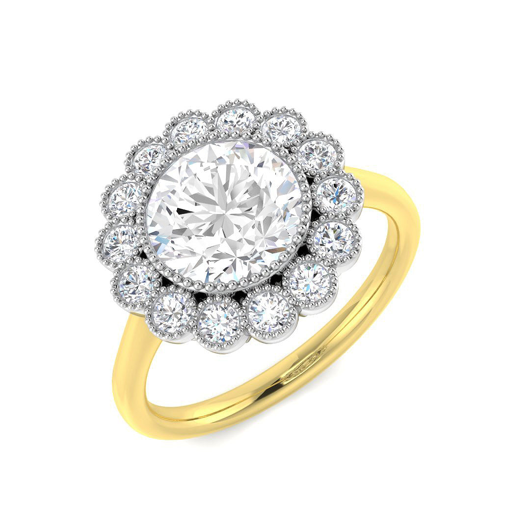 9ct Two-Tone Gold 2.48ct E VVS2 Laboratory Grown Cvd Old Cut Ring