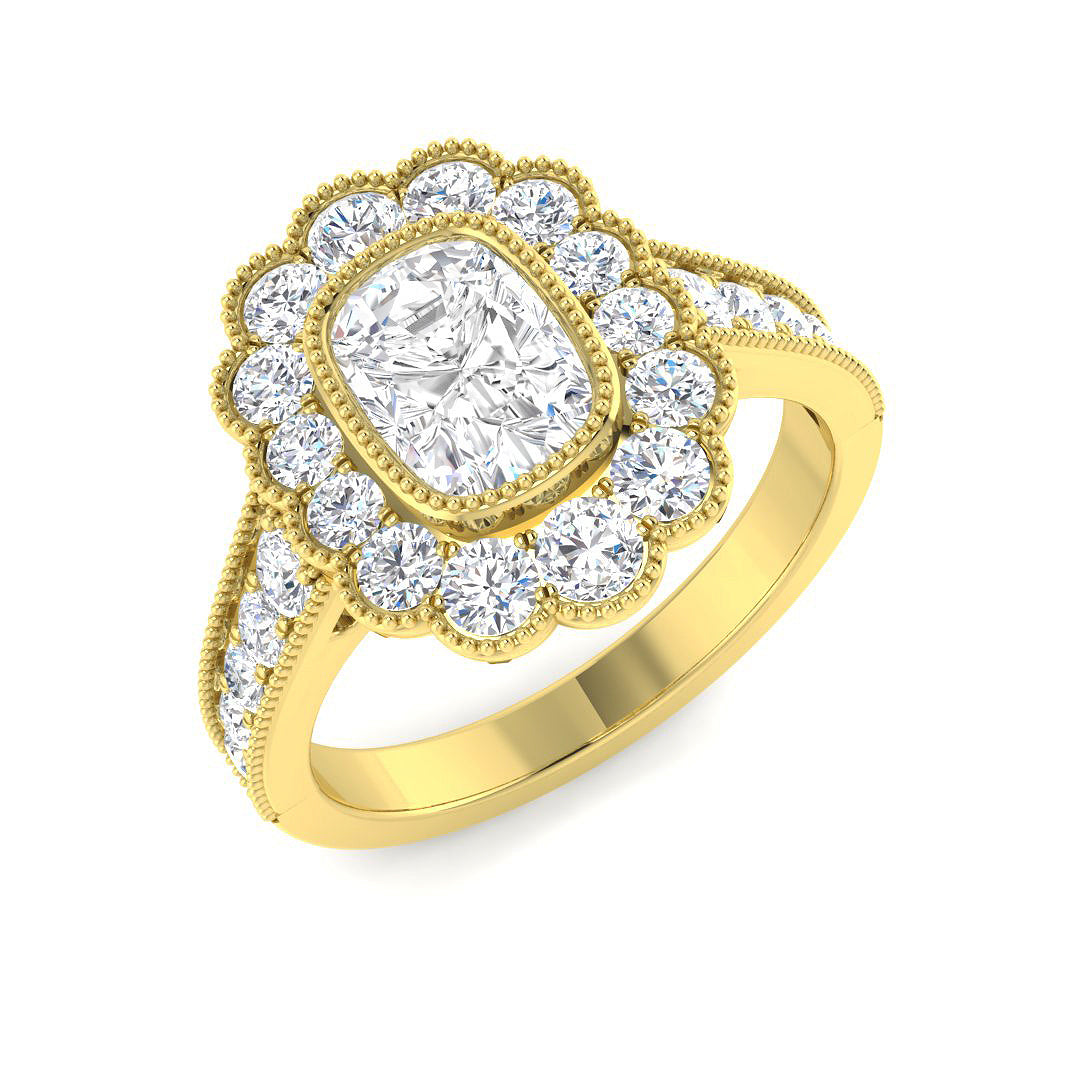 9ct Yellow Gold 1.86ct D VVS2 Laboratory Grown Cvd Old Cut Ring