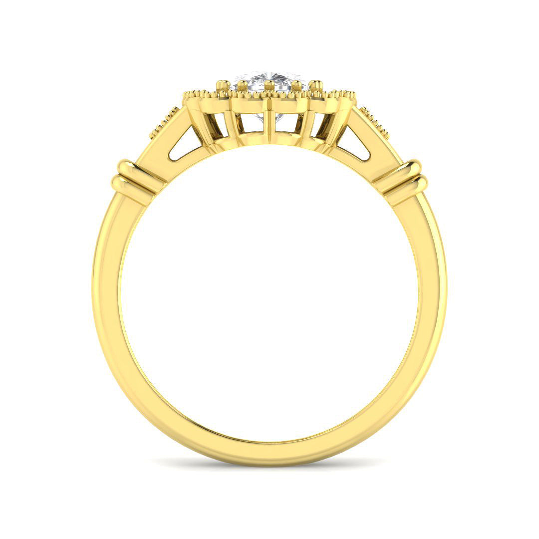9ct Yellow Gold 1.39ct D VVS2 Laboratory Grown Cvd Old Cut Ring