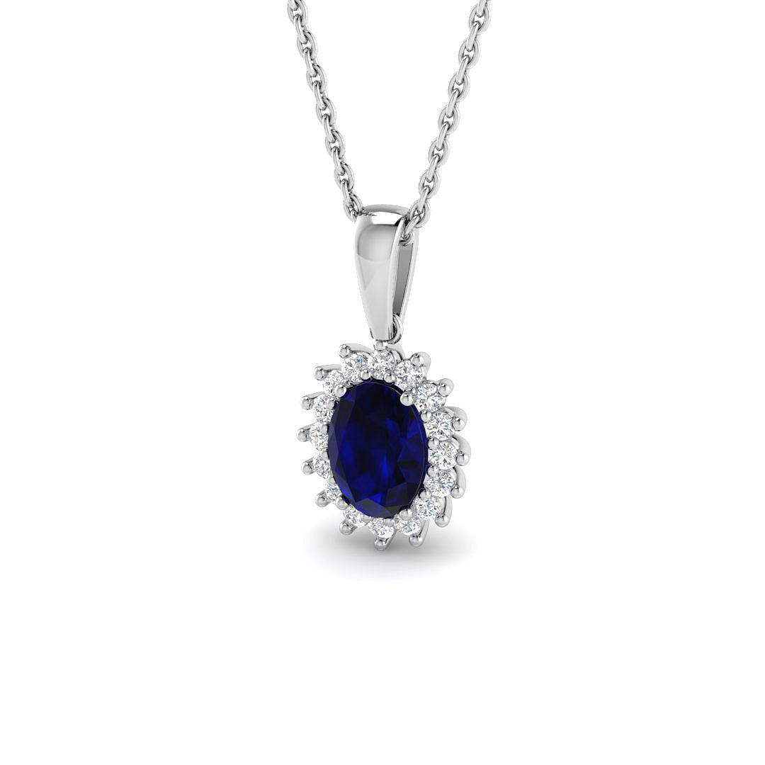 9ct White Gold 1.07ct Blue Sapphire Pendant
