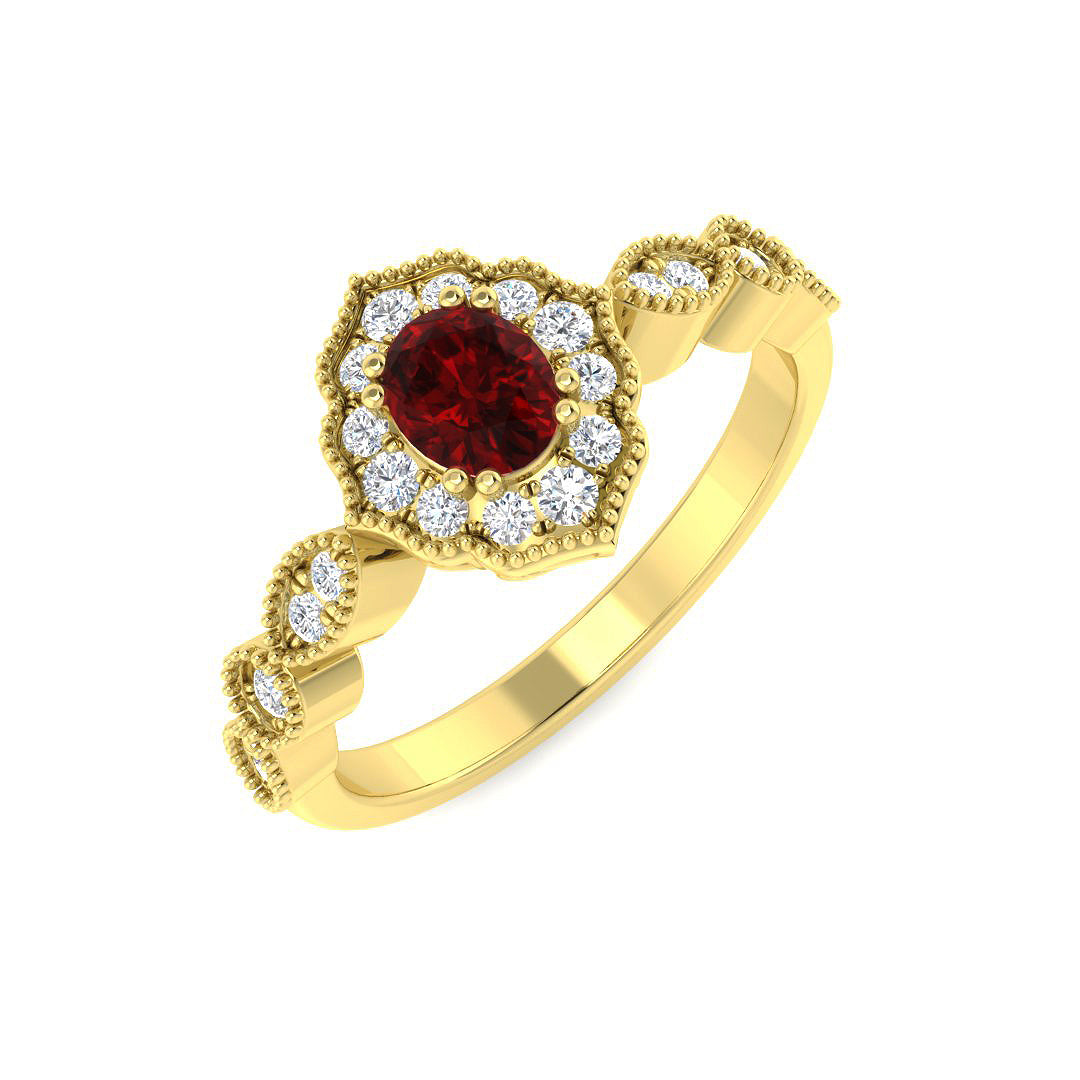 9ct Yellow Gold 0.66ct Ruby Ring