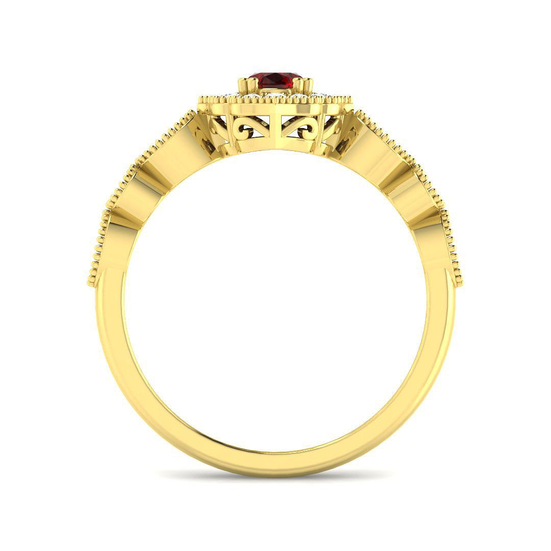 9ct Yellow Gold 0.66ct Ruby Ring
