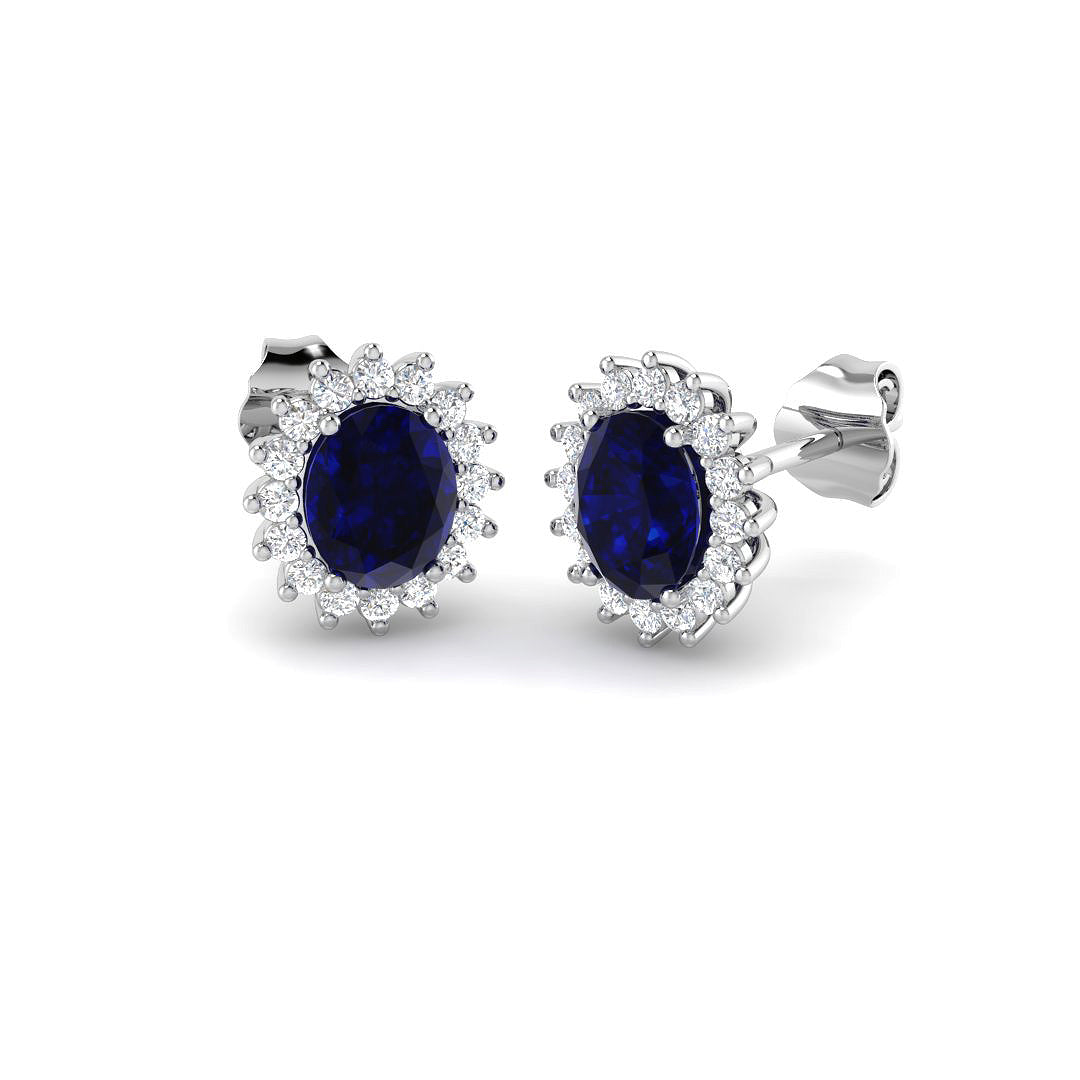 9ct White Gold 2.31ct Blue Sapphire Earrings