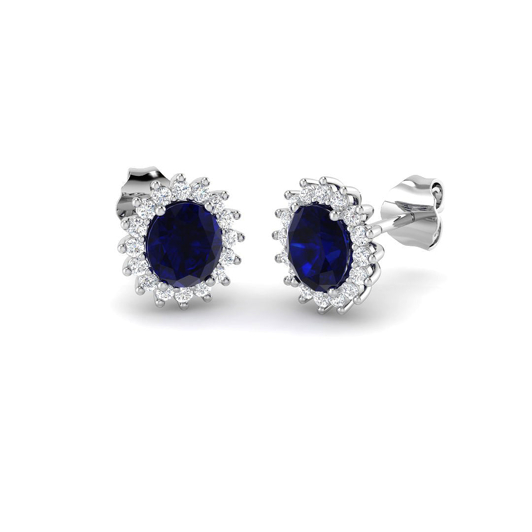 9ct White Gold 1.70ct Blue Sapphire Earrings