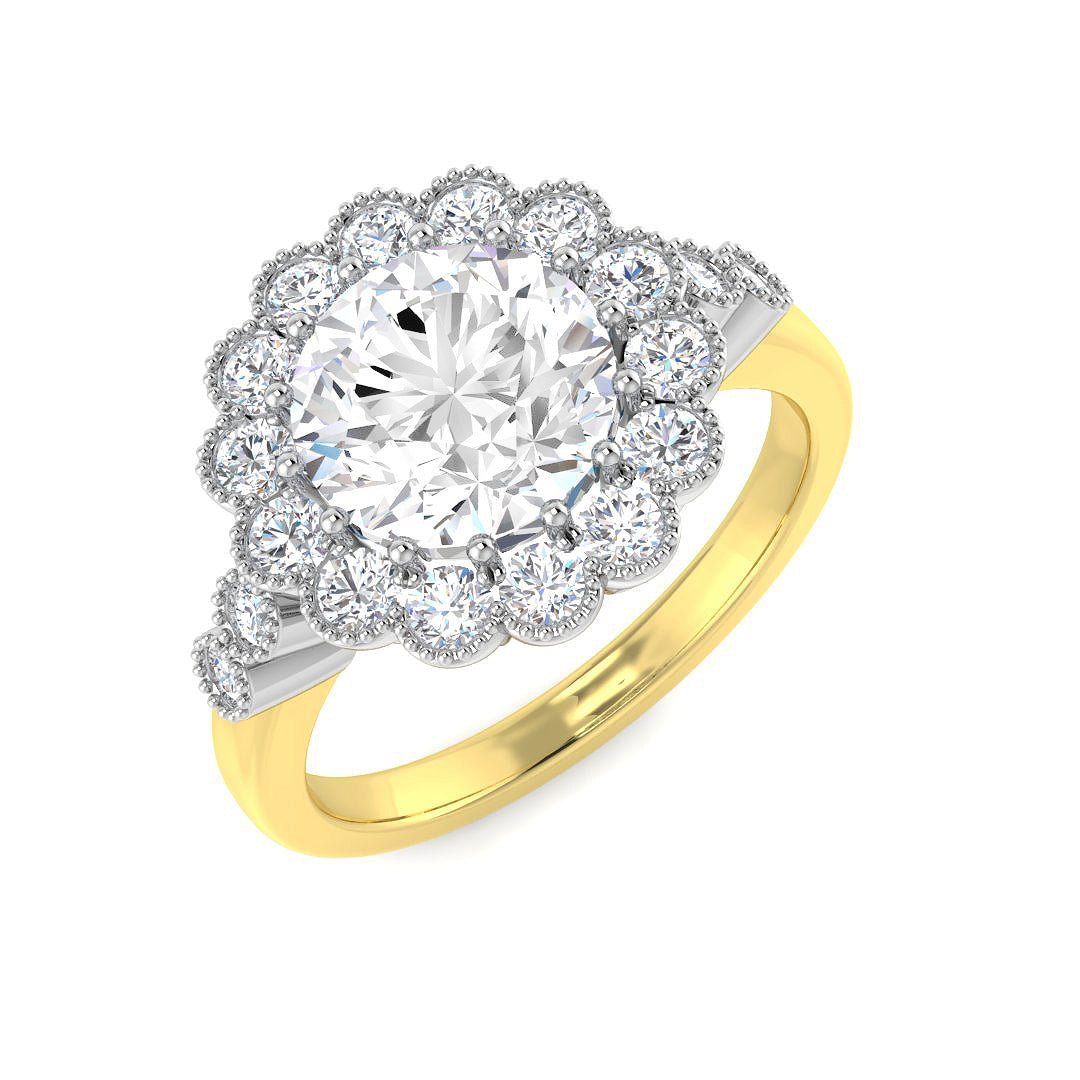 9ct Two-Tone Gold 2.68ct E VVS2 Laboratory Grown Cvd Old Cut Ring