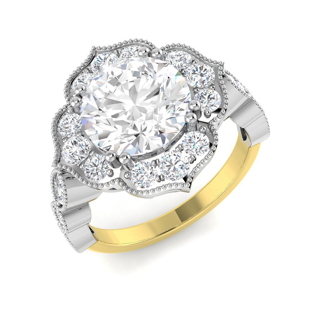 9ct Two-Tone Gold 3.78ct E VVS2 Laboratory Grown Cvd Old Cut Ring