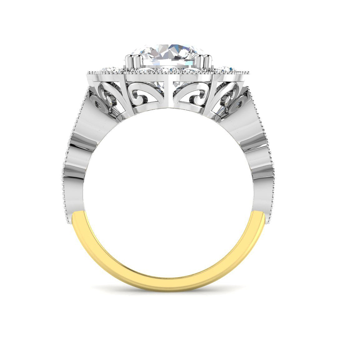 9ct Two-Tone Gold 3.78ct E VVS2 Laboratory Grown Cvd Old Cut Ring