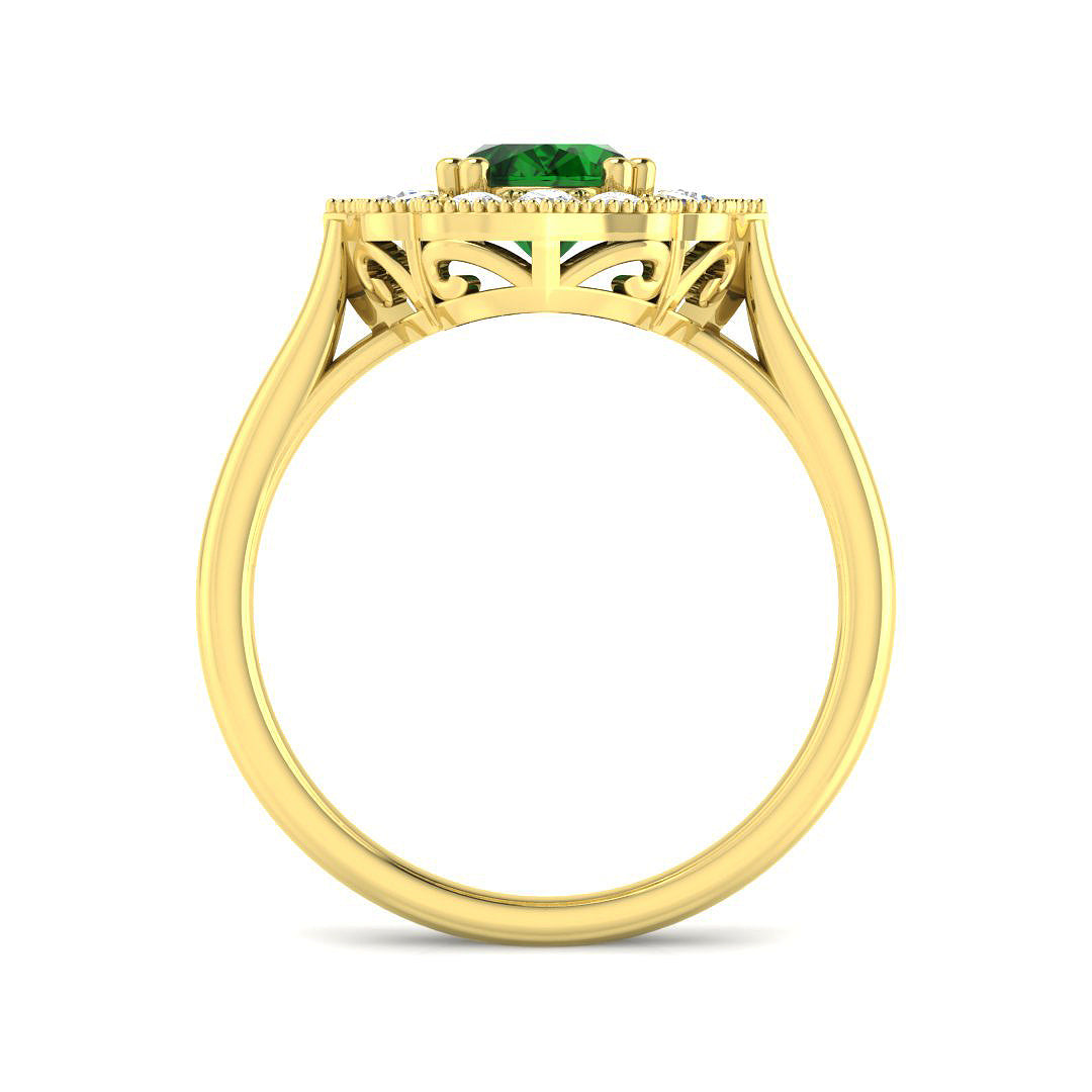 9ct Yellow Gold 1.53ct Laboratory Grown Lab Columbian Emerald Ring
