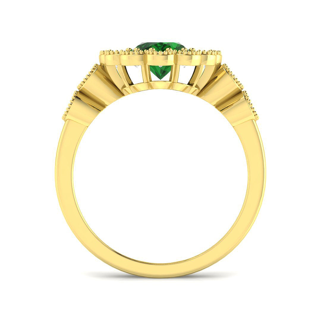 9ct Yellow Gold 2.03ct Laboratory Grown Lab Columbian Emerald Ring