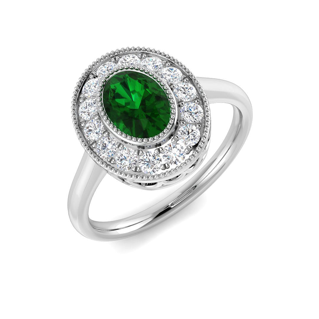 9ct White Gold 1.10ct Laboratory Grown Lab Columbian Emerald Ring