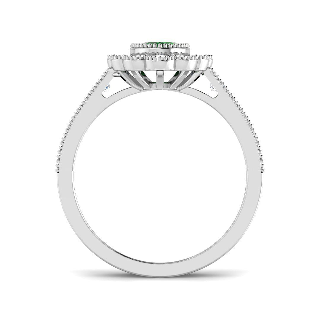 9ct White Gold 1.34ct Laboratory Grown Lab Columbian Emerald Ring