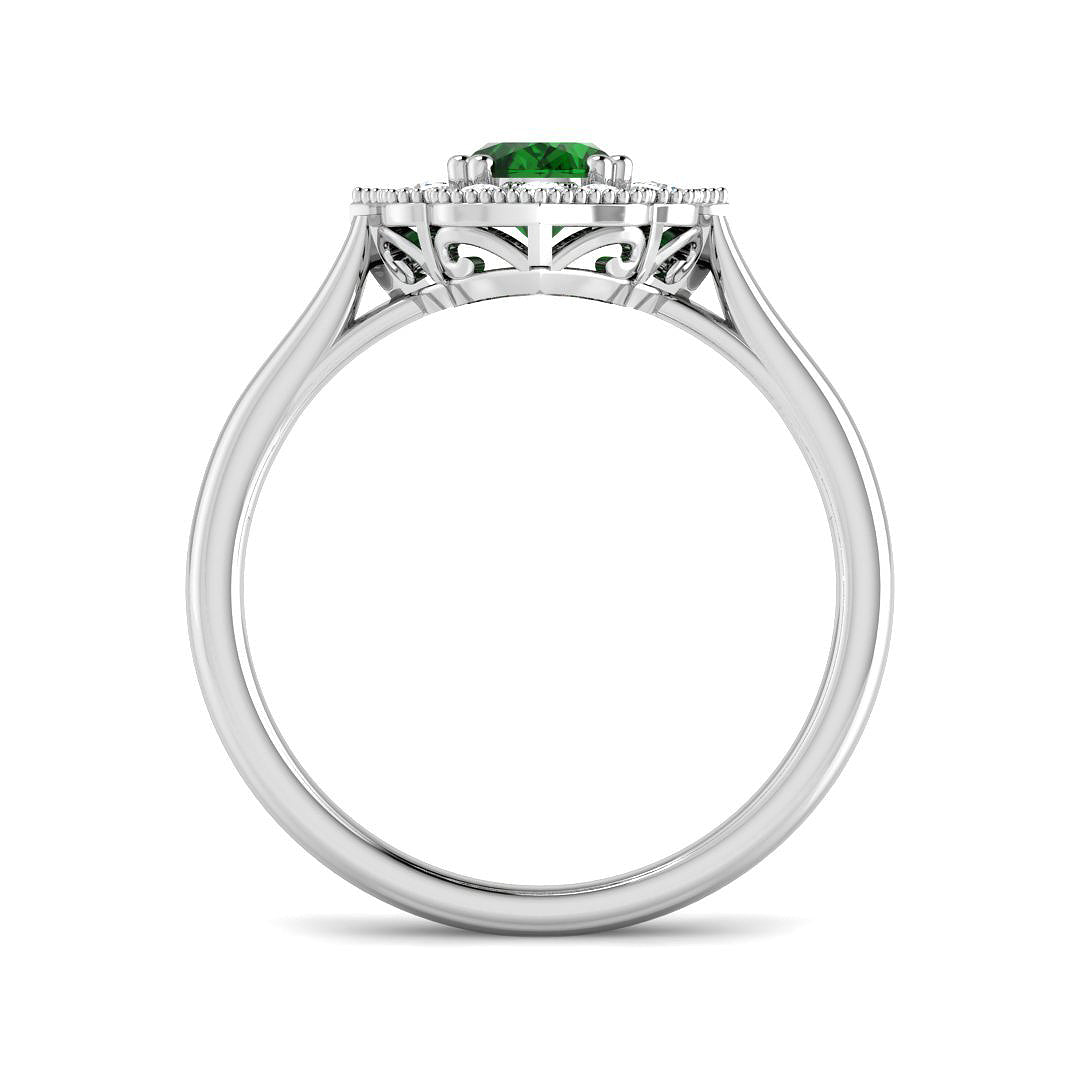 9ct White Gold 1.12ct Laboratory Grown Lab Columbian Emerald Ring