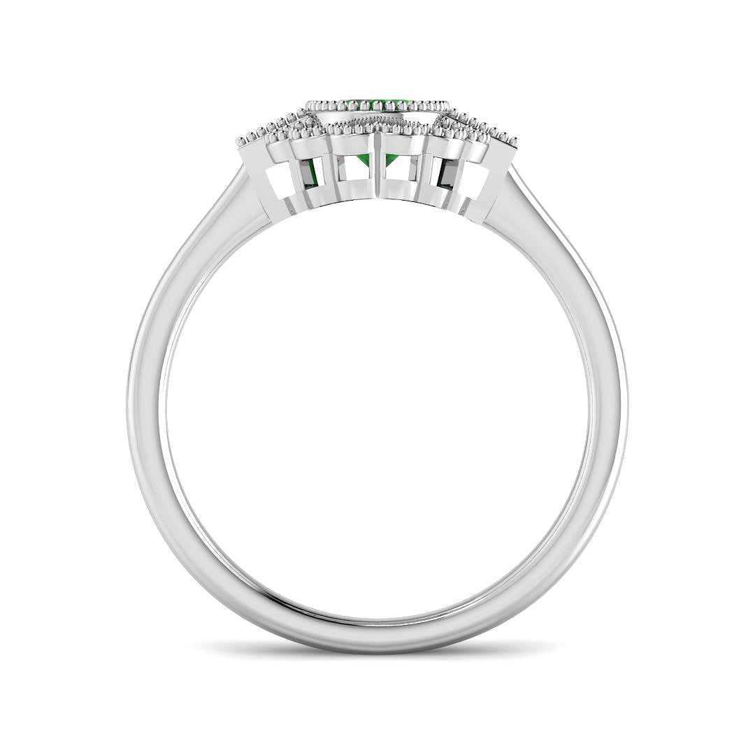 9ct White Gold 1.14ct Laboratory Grown Lab Columbian Emerald Ring