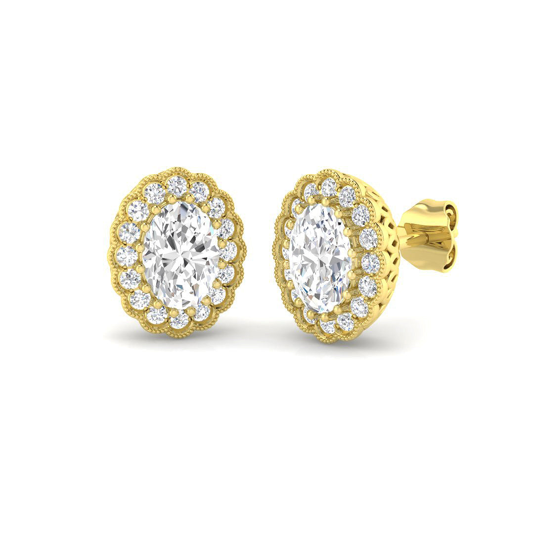 9ct Yellow Gold 1.71ct Laboratory Grown CVD Earrings