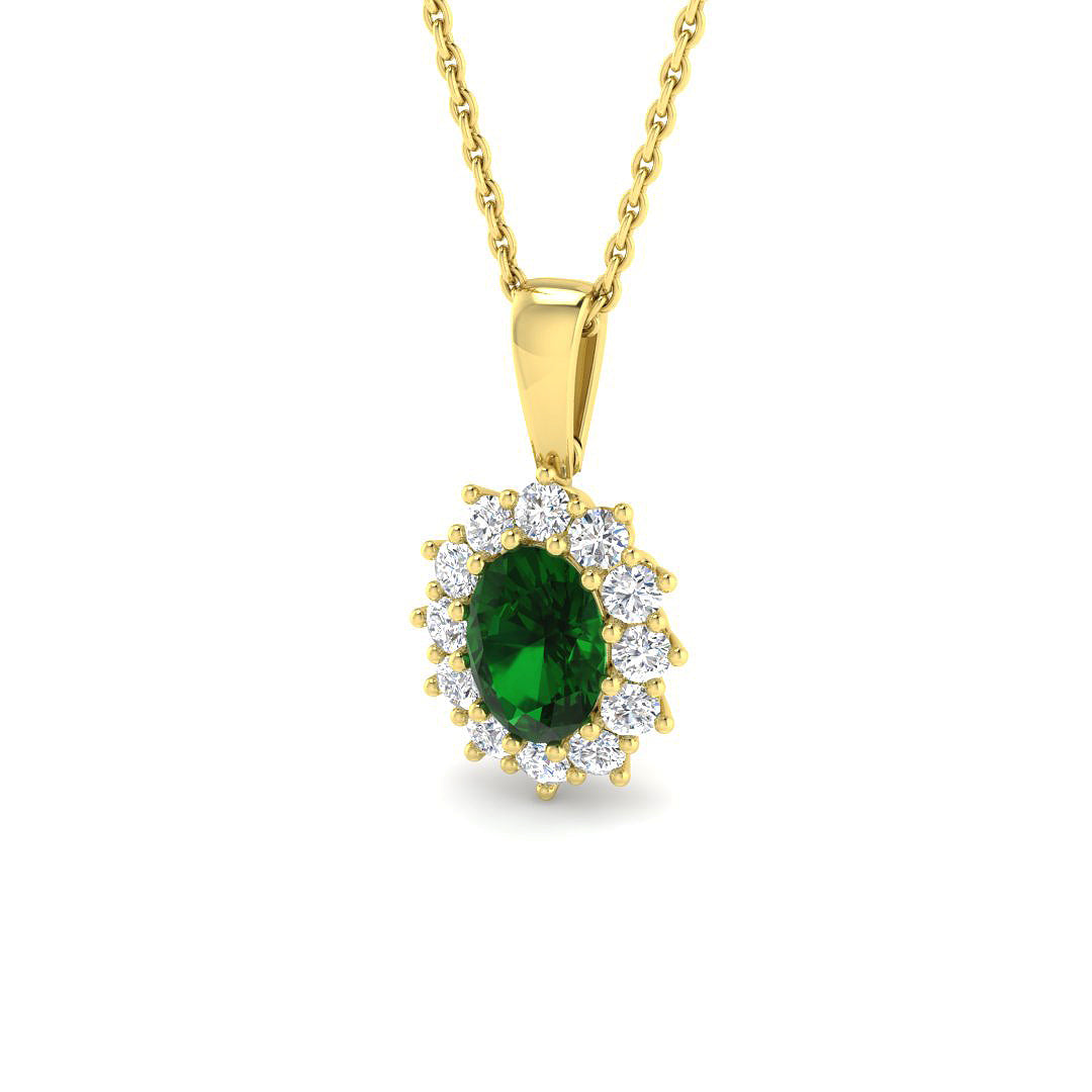 9ct Yellow Gold 1.20ct Laboratory Grown Lab Columbian Emerald Pendant