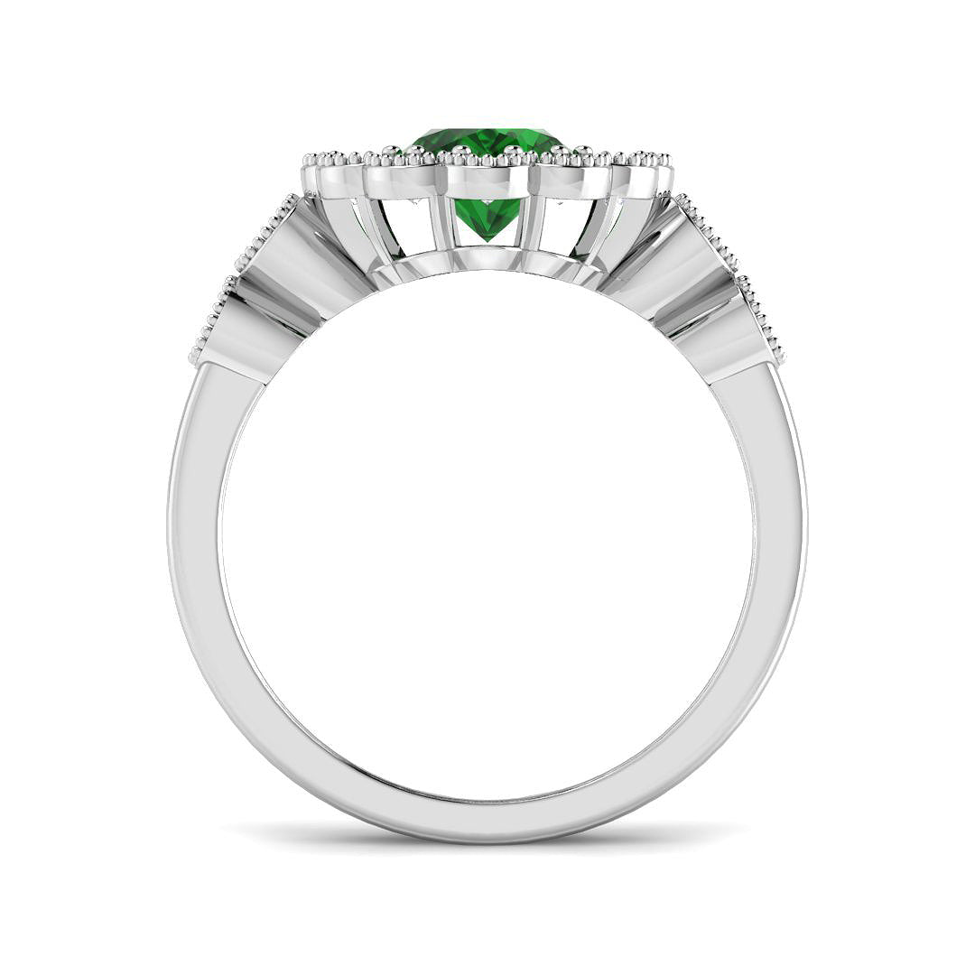 9ct White Gold 2.03ct Laboratory Grown Lab Columbian Emerald Ring