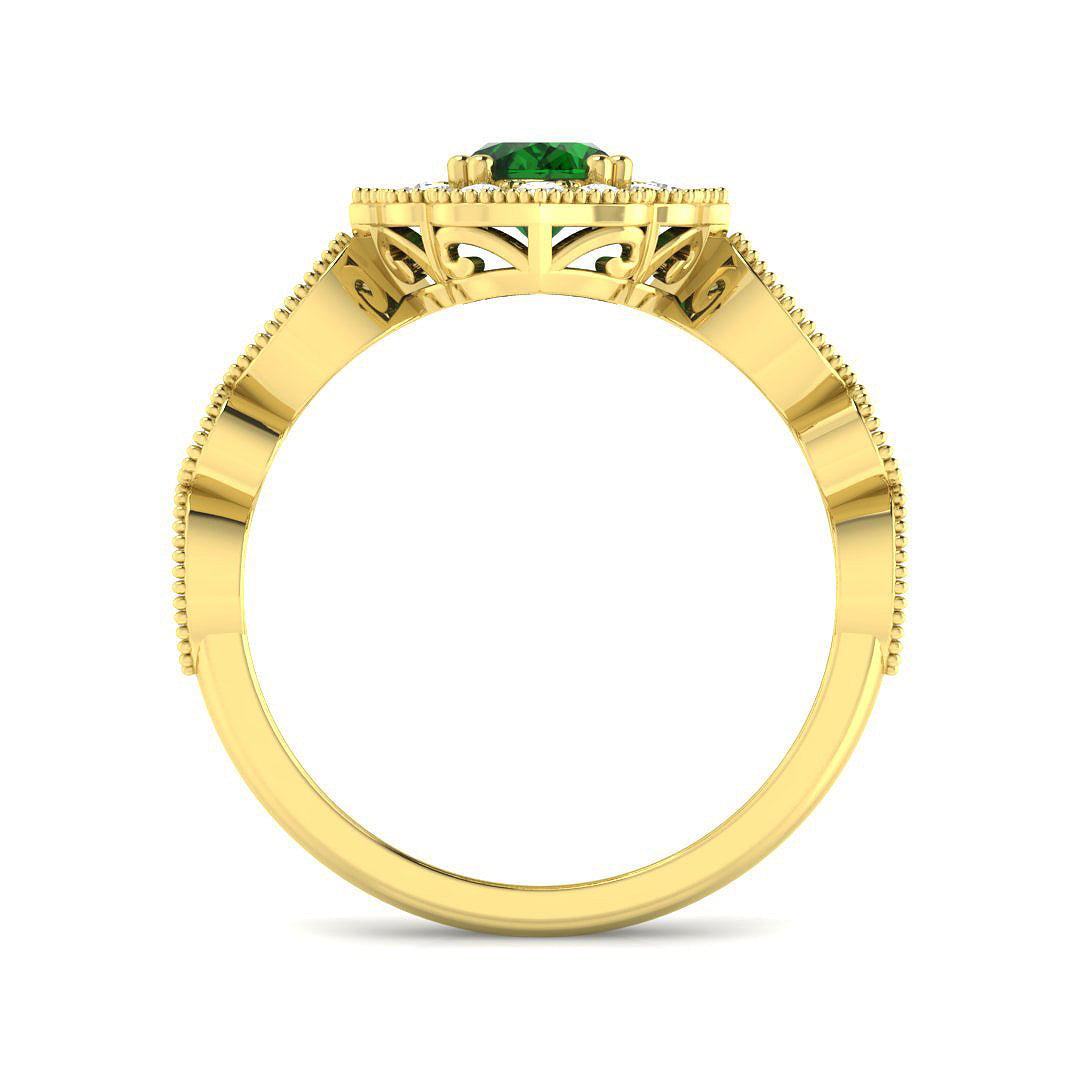 9ct Yellow Gold 1.12ct Laboratory Grown Lab Columbian Emerald Ring