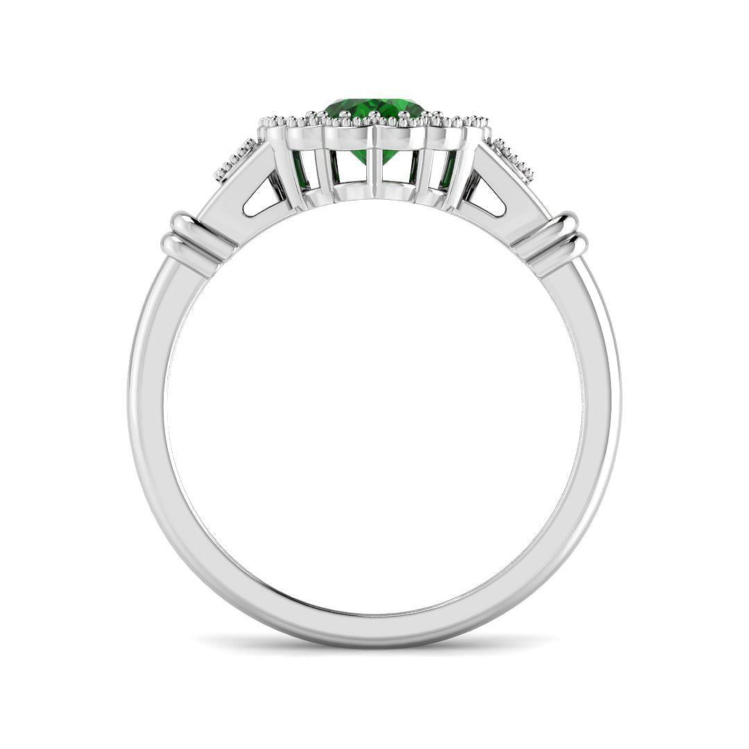 9ct White Gold 1.04ct Laboratory Grown Lab Columbian Emerald Ring