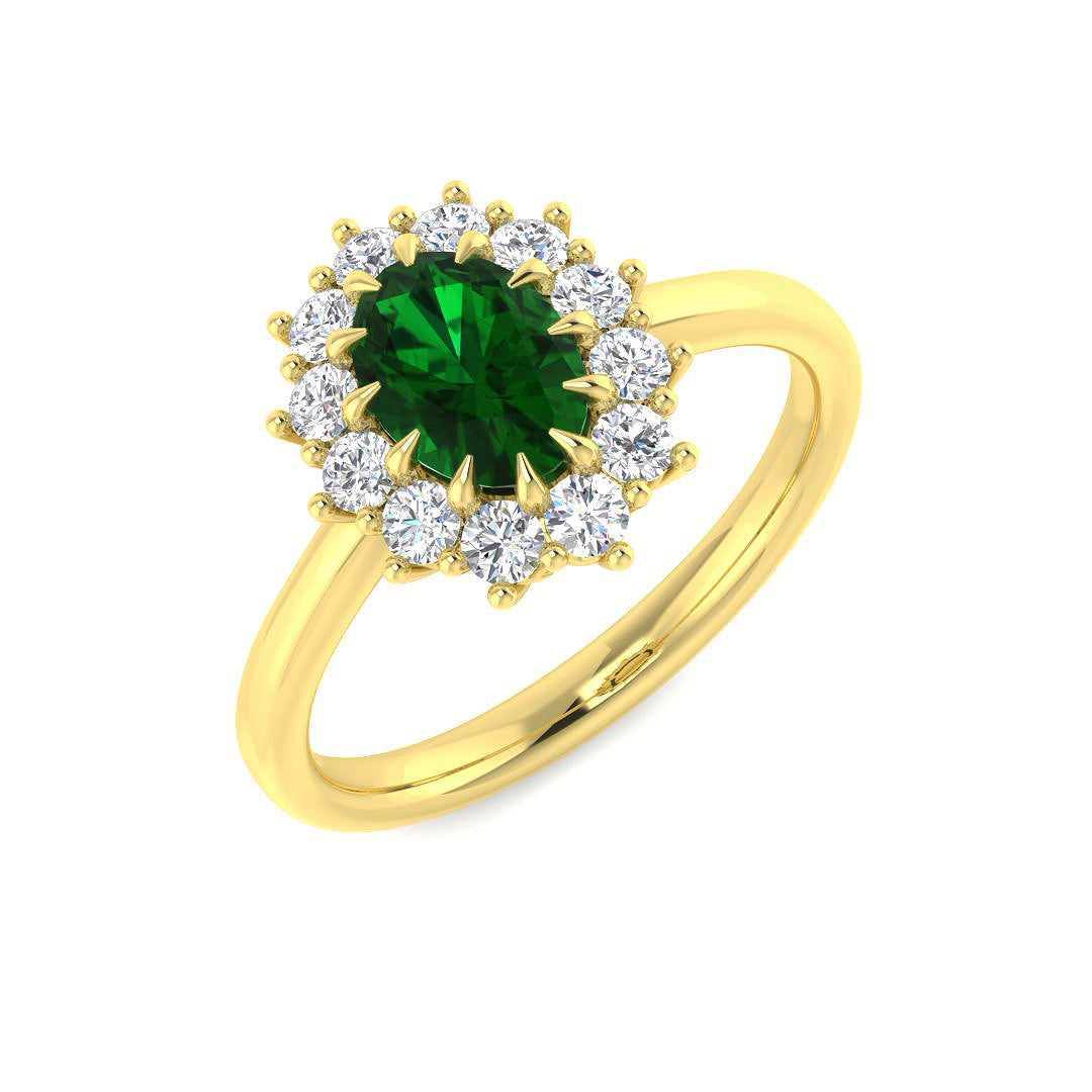 9ct Yellow Gold 1.13ct Laboratory Grown Lab Columbian Emerald Ring