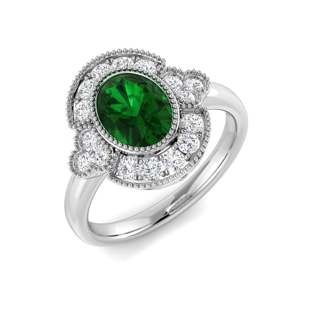 9ct White Gold 1.58ct Laboratory Grown Lab Columbian Emerald Ring
